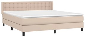 vidaXL Κρεβάτι Boxspring με Στρώμα Καπουτσίνο 160x200εκ.από Συνθ.Δέρμα