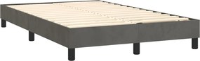 vidaXL Κρεβάτι Boxspring με Στρώμα Σκούρο Γκρι 120x200 εκ. Βελούδινο