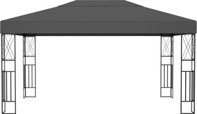 vidaXL Κιόσκι με Φωτάκια LED Ανθρακί 3 x 4 μ. Υφασμάτινο