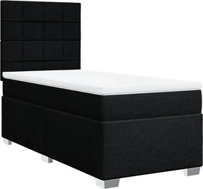 vidaXL Κρεβάτι Boxspring με Στρώμα Μαύρο 100 x 200 εκ. Υφασμάτινο