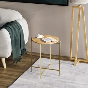 Τραπεζάκι Σαλονιού Χρυσό / Φυσικό SHB 46x46x56