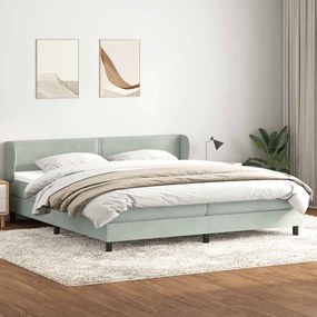 Box Spring κρεβάτι με στρώματα ανοιχτό γκρι 180x220cm Βελούδινο - Γκρι