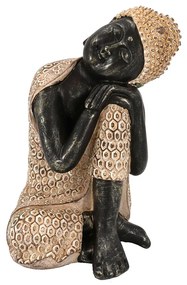 RESTING BUDDHA 1 DECO ΒΟΥΔΑΣ POLYRESIN ΦΥΣΙΚΟ ΜΑΥΡΟ 15x14,5xH23,5cm - 022294