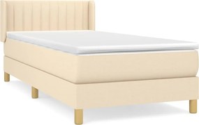 vidaXL Κρεβάτι Boxspring με Στρώμα Κρεμ 100 x 200 εκ. Υφασμάτινο