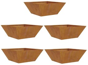 vidaXL Γλάστρα Κήπου 5 pcs Σκ rusty 40 x 40 x 15 cm