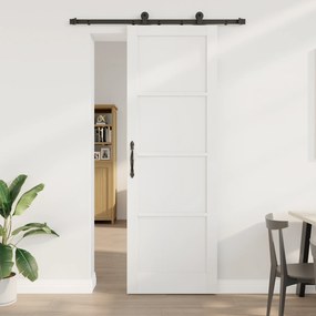 vidaXL Συρόμενη Πόρτα με Σετ Εξαρτημάτων 'ORKDAL' Λευκή Συμπαγές Ξύλο Πεύκο
