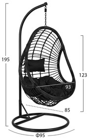 ΚΡΕΜΑΣΤΗ ΠΟΛΥΘΡΟΝΑ ΦΩΛΙΑ CALLIE HM5541.02 ΜΕ ΜΑΥΡΟ WICKER &amp; ΜΑΞΙΛΑΡΙΑ Φ95Χ195Υ εκ. - HM5541.02