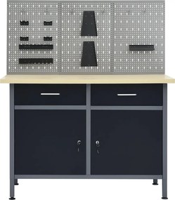 vidaXL Πάγκος Εργασίας με Τρία Πάνελ Τοίχου