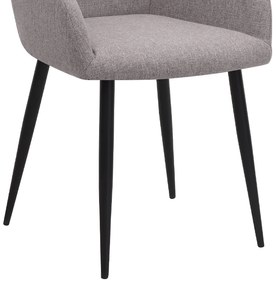 Πολυθρόνα τραπεζαρίας Monica Megapap ανοιχτό μπεζ ύφασμα - μεταλλικό μαύρο πόδι 54x57x84εκ.