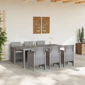 vidaXL Σετ Τραπεζαρίας Κήπου 7 Τεμ με Μαξιλάρια Φωτεινό Γκρι Συνθετικό Ρατάν
