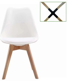 Καρέκλα MARTIN PP Λευκό (Ξύλινο πόδι-Metal cross) 49x56x82cm (Σετ 4 ΤΕΜ)