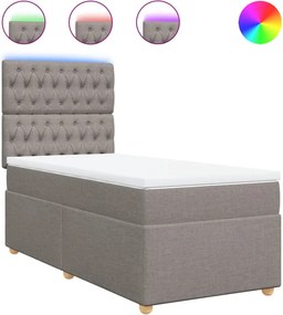 vidaXL Κρεβάτι Boxspring με Στρώμα Taupe 90x190 εκ.Υφασμάτινο