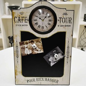 Ρολόι Τοίχου Μαυροπίνακας Café Tour LOG242 Λευκό-Μαύρο 60x43cm Espiel Mdf