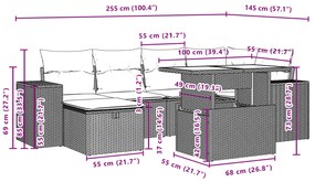 Σαλόνι Κήπου Σετ 7 τεμ. Μπεζ Συνθετικό Ρατάν με Μαξιλάρια - Μπεζ