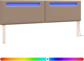 vidaXL LED κεφαλάρι Καπουτσίνο 200 cm Τεχνητό Δέρμα