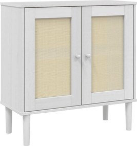 vidaXL Ντουλάπι SENJA Λευκό / Όψη Ρατάν 80x35x80 εκ. Μασίφ Ξύλο Πεύκου