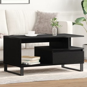 vidaXL Τραπέζι Σαλονιού Μαύρο Καπλαμά 90x49x45 εκ Επεξεργασμένου Ξύλου