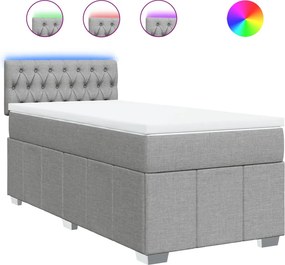 vidaXL Κρεβάτι Boxspring με Στρώμα Ανοιχτό Γκρι 80x200 εκ. Υφασμάτινο