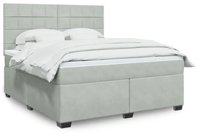 Κρεβάτι Boxspring με Στρώμα Ανοιχτό Γκρι 180x200 εκ. Βελούδινο