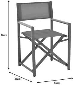 Τραπεζαρία Kliton-Mabu σετ 3τεμ αλουμίνιο σε ανθρακί απόχρωση 80x80x74εκ 80x80x74 εκ.