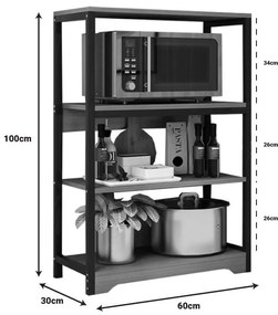 Ραφιέρα επιδαπέδια Daan μέταλλο καρυδί-μαύρο 60x30x100εκ 60x30x100 εκ.