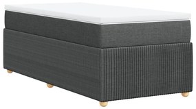 Κρεβάτι Boxspring με Στρώμα Σκούρο Γκρι 100x200 εκ. Υφασμάτινο - Γκρι