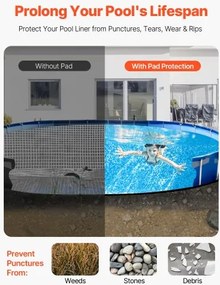 VEVOR 12x24 ft Oval Pool Liner Pad for Above Ground Pools Heavy Duty Pool Mat