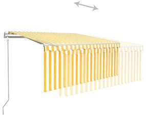Τέντα Συρόμενη Αυτόματη με Σκίαστρο Κίτρινο/Λευκό 3 x 2,5 μ. - Κίτρινο