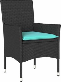 vidaXL Σετ τραπεζιού και καρέκλας 5 pcs Μαύρο Ράτα PE
