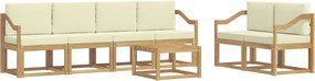 vidaXL Σειρά Καναπέ Εξωτερικού με μαξιλάρι 7 pcs Λευκό και Κρεμ