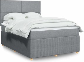 vidaXL Κρεβάτι Boxspring με Στρώμα Ανοιχτό Γκρι 140x200 εκ. Υφασμάτινο