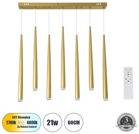 Κρεμαστό Φωτιστικό Οροφής Ράγα LED 21W 2310lm TEARS Globostar-61312-Χρυσό 61312
