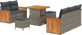 vidaXL Σετ Καναπέ Κήπου 8 pcs Γκρι Πολυέστερ και Κατασκευασμένο Ατσάλι
