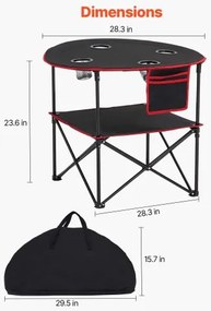 VEVOR Folding Portable Camping Table Oxford Outdoor Round Table 4 Cup Holders