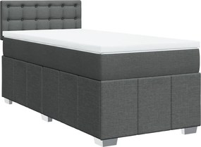 vidaXL Κρεβάτι Boxspring με Στρώμα Σκούρο Γκρι 100x200 εκ. Υφασμάτινο