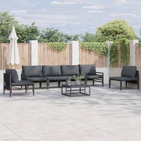 vidaXL Σετ Καναπέ Κήπου με μαξιλάρι 7 pcs Μαύρο Ατσάλι