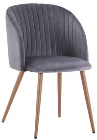 Πολυθρόνα Leah Grey HM8543.01 51x58x80Υ εκ. Σετ 2τμχ Velvet, Metal