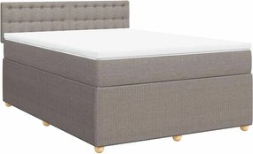 vidaXL Κρεβάτι Boxspring με Στρώμα Taupe 140x190 εκ. Υφασμάτινο