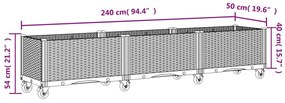 Ζαρντινιέρα Κήπου με Ροδάκια Λευκό 240x50x54 εκ. Πολυπροπυλένιο - Λευκό