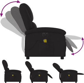 vidaXL Πολυθρόνα Μασάζ Ηλεκ. Ανακλινόμενη Μαύρη Υφασμάτινη