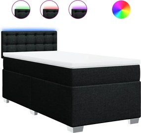 vidaXL Κρεβάτι Boxspring με Στρώμα Μαύρο 90x200 εκ. Υφασμάτινο