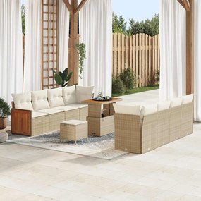 vidaXL Σετ Καναπέ Κήπου με μαξιλάρι 11 pcs Μπεζ και Κρέμα