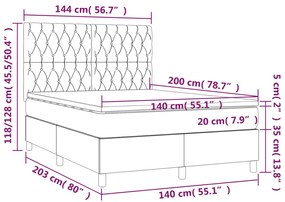 vidaXL Κρεβάτι Boxspring με Στρώμα Μαύρο 140x200 εκ. Υφασμάτινο