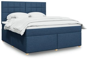 Κρεβάτι Boxspring με Στρώμα Μπλε 180x200 εκ. Υφασμάτινο - Μπλε