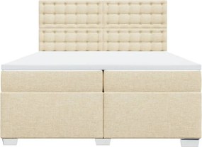 vidaXL Κρεβάτι Boxspring με Στρώμα Κρεμ 200x200 εκ. Υφασμάτινο