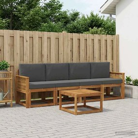 vidaXL Σειρά Καναπέ Εξωτερικού 5 pcs Φυσικό και Ανθρακί Πολυεστέρας