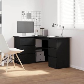vidaXL Γραφείο με ράφι Μαύρη Οξυά 145 x 100 x 76 εκ Επεξεργασμένο ξύλο