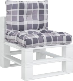 vidaXL Μαξιλάρια Παλέτας 2 τεμ. Γκρι Καρό Υφασμάτινα