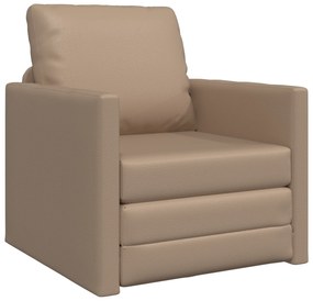 vidaXL Πολυθρόνα Δαπέδου 2-σε-1 Καπουτσίνο 74x77x81 εκ Τεχνητό Δέρμα