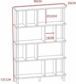 Βιβλιοθήκη Λευκό LOBRAL 90x20x137